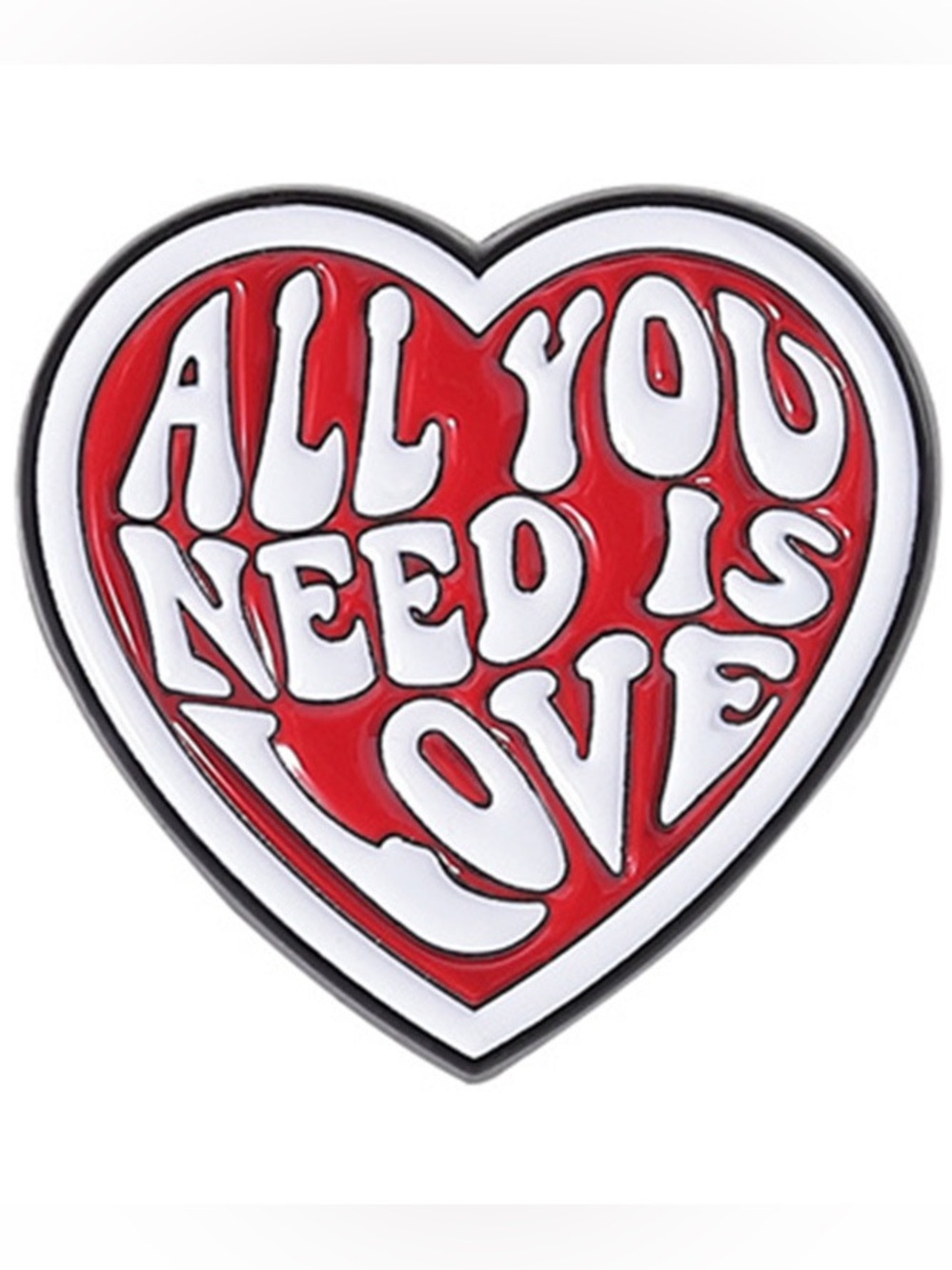 All You Need Is Love Red Heart Enamel Pin – Retro Love Quote Valentine Brooch